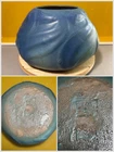 Vintage Van Briggle Pottery Ming Blue #849 Leaves & Flowers Bowl 7.75” Wide