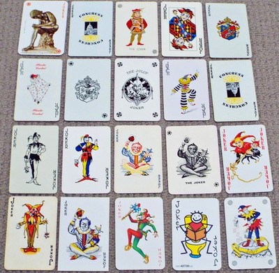 20 x Vintage Joker Einzelspielkarten alle verschieden Joker Tausch Singles (g)