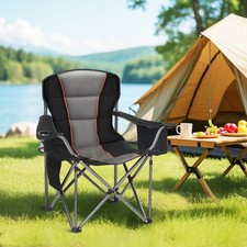 Oversized Heavy Duty Padded Camping Chair with Cup Holder