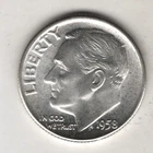 1958-P ROOSEVELT UNCIRCULATED DIME 10¢ PHILADELPHIA 90% SILVER COIN US MINT