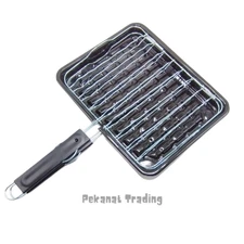 Folding Portable Stainless Steel BBQ Grill Basket for Fish, buger meat with tray
