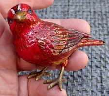 JAY STRONGWATER RED CARDINAL SUMMER TANAGER BIRD w SWAROVSKI CRYSTAL BLUE EYES