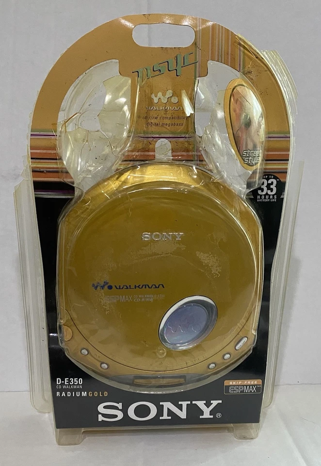 Sony Walkman D-E350 CD Player ESP MAX Gold Portable Discman Beschädigte Kopfhörer