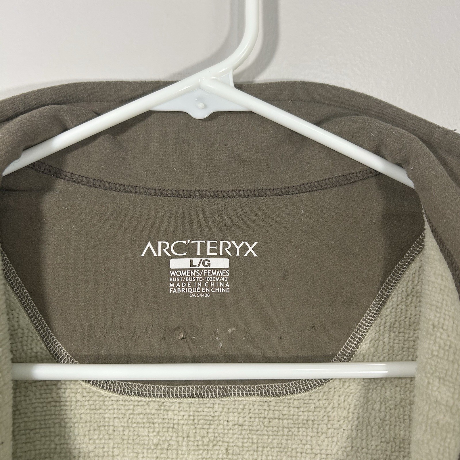 ARC'TERYX Gilet Donna Taglia Large Covert Full Zip Maglia Pile Beige Polartec