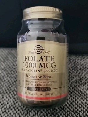 Solgar Folate 1000 mcg - 120 Tablets - 1000 mcg Bio-Active Metafolin - Vegan, Gl
