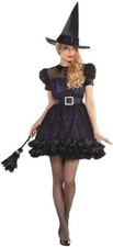 Black Magic Woman Wicked Witch Suit Yourself Fancy Dress Halloween Adult Costume