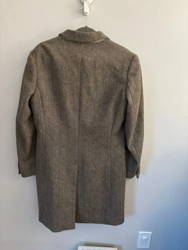 J.Crew Ludlow Moon Tweed Topcoat Coat 38S Brown Herringbone 100% Wool *DAMAGED* image 2