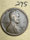 1911-S LINCOLN WHEAT CENT, rare date, "VERY GOOD" condition #275