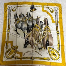 Sciarpa donna HERMES Carre 90 ATTELAGE EN ARBALETE seta 100% originale