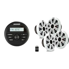 Kicker Marine Radio 46KMC2 and 6.5" White Marine Speakers QTY-4 2 pairs of ...