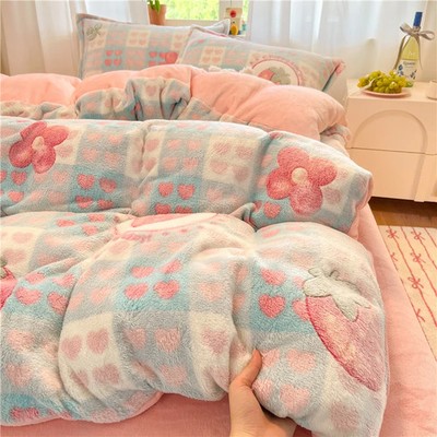 1 Pc Super Warm Quilt Cover Winter Thick Soft Flannel Coral Fleece Duvet Cover