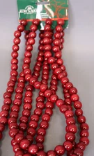 Kurt Adler Wooden Burgundy Bead Garland