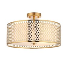 Luminosa Cordero Decorative Flush Ceiling Lamp, Gold Effect Plate RRP £154