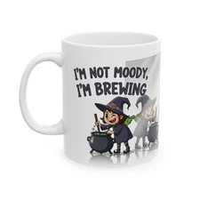 Funny Witch Brewing Potion Cauldron Halloween, 11 oz, Coffee Mug, Gift Idea