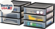 Plastic Stacking Desk Top 3-Drawer Storage Organizer, 2-Pack, for Makeup Vanity