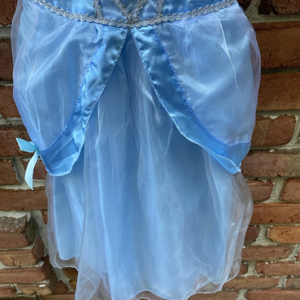 Niña Princesa Elegante Azul Disfraz Personaje Vestido Vestido Mediano Cenicienta L@@K Foto 4 de 4