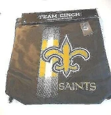New Orleans Saints Cinch Bag Drawstring Backpack Bag Football Back Sack 17x13...