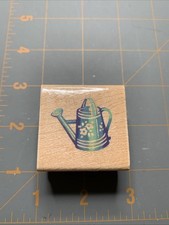 Stampendous- Wood Rubber Stamp Watering Can Spring Summer Flowers