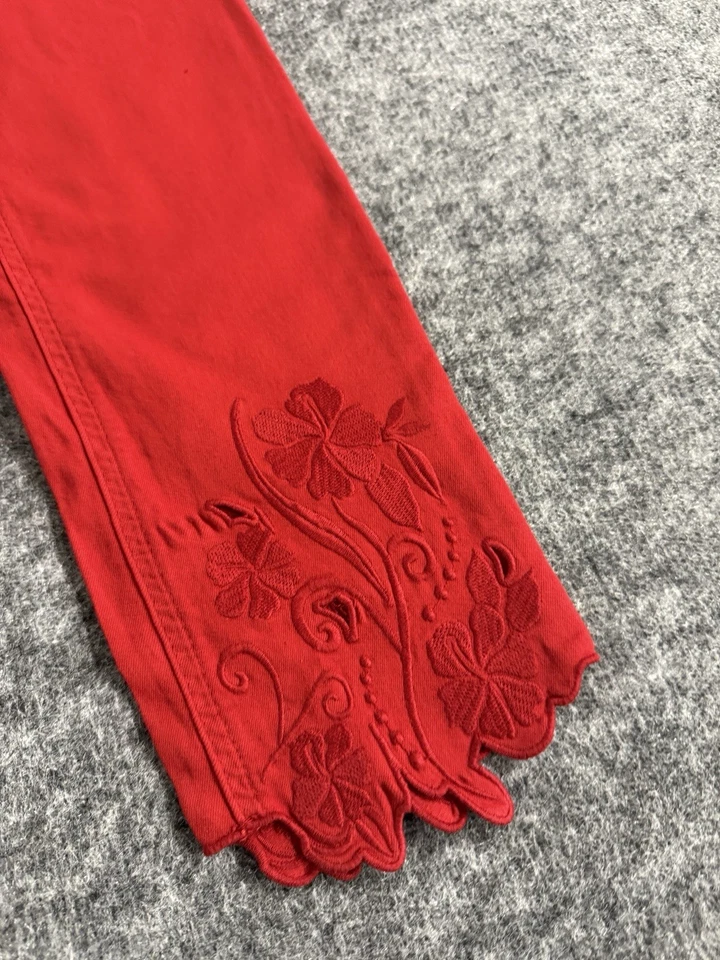 Liu.Jo Milano Jeans Womens 12- Floral Embroidered Red W31 Stretch Pants N334 - Image 3 of 4