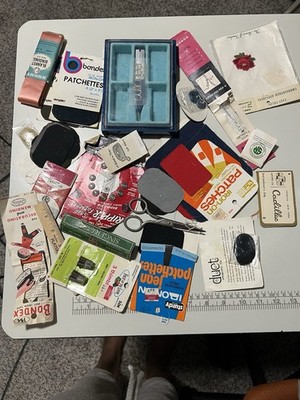 Vintage Sewing Notions Lot 1960s 1980s Iron-On Patches Bias Tape Thimbles Etc