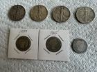 4 Walking Liberty Half Dollars And 3 Barber Head Quarters