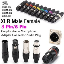 XLR 3/5Pin Coupler Audio Microphone Adapter Connector Audio Plug