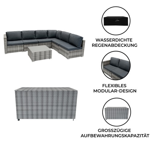 Rattan Modulares Gartenmöbel-Set mit Sofa, Tisch und Aufbewahrungsbox - Bild 149 von 207