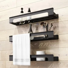 Set of 3 pcs Modern Bathroom Shelf with Towel Rack, Minimalist Bathroom Organiz
