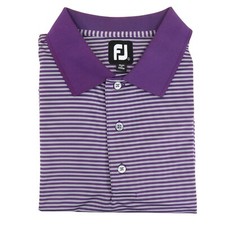 FOOTJOY FJ Men  s Large Golf Polo Shirt Poly/Spandex Purple  Gray Striped MINT