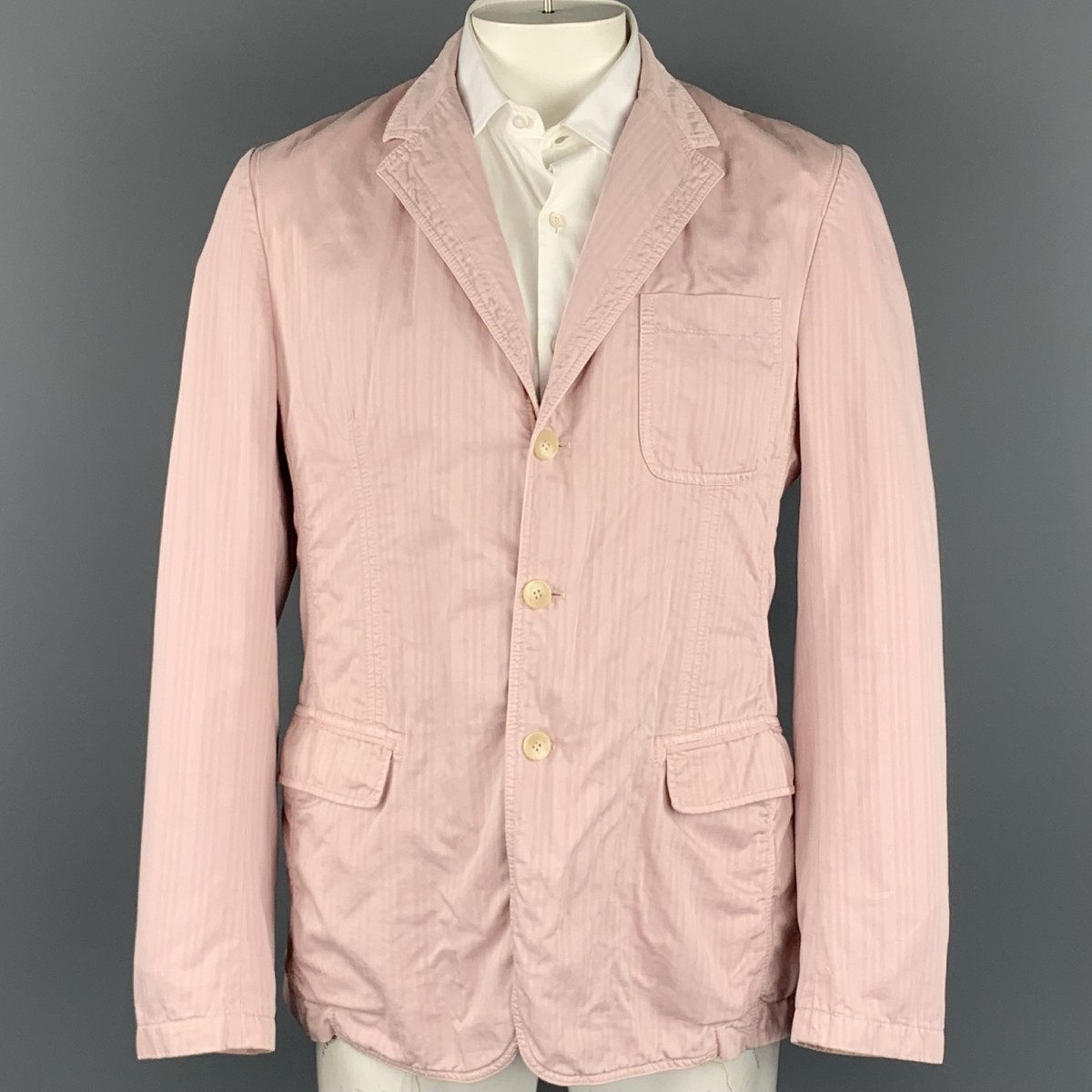 D&G by DOLCE & GABBANA Size 42 Rose Stripe Cotton Notch