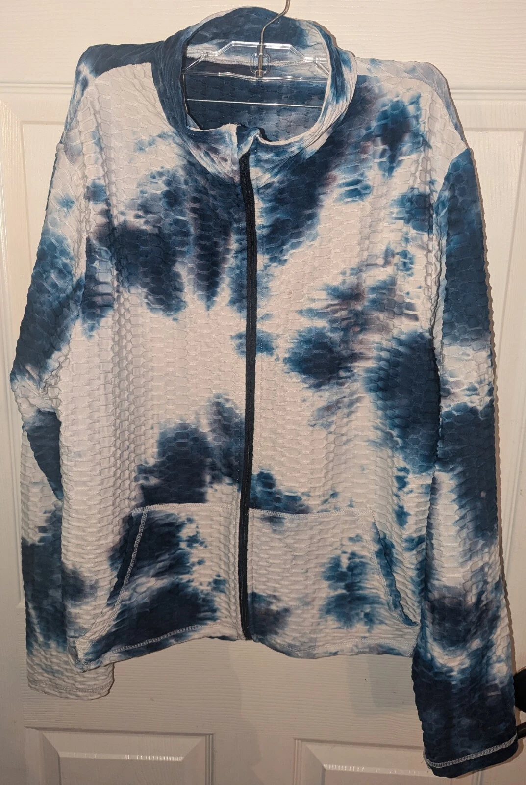 OFF WHITE Giacca Shein blu bianco sporco tinta unita marcata taglia 4XL (si adatta come 2X)