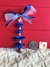 Genuine Cobalt Blue/Cornflower Surf Tumbled Sea Glass Christmas Tree with Bow T9