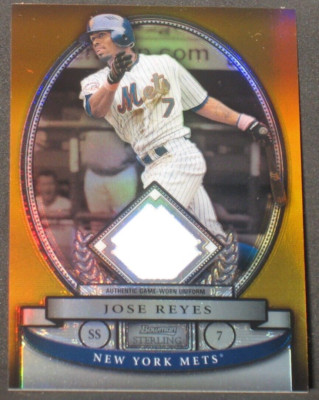 Jose Reyes 2008 Bowman Sterling Gold Refractor Jersey #JBR (38/50) New York Mets