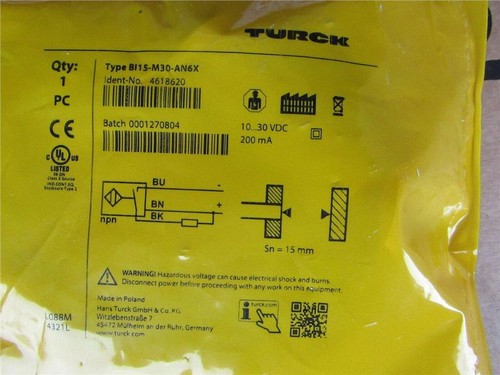 1x BI15-M30-AN6X Turck Inductive Barrel-Style Proximity Sensor 15 mm Detection - Picture 2 of 3