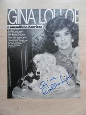 Gina Lollobrigida autograph signed 20x26 cm magazine image