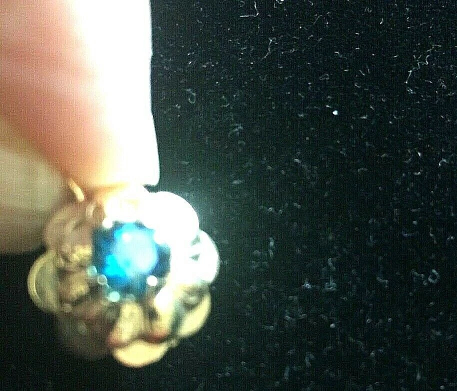 Pendientes perforados de oro amarillo de 14K con piedras preciosas de topacio azul Londres nuevos Old Zales Foto 4 de 4