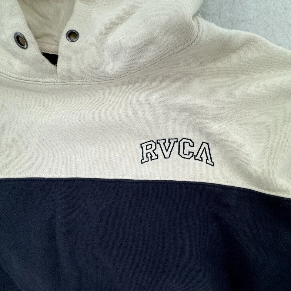 RVCA Sudadera Para Hombres Grande Bloque de Color Algodón Pullover Sudadera con Capucha Ropa de Calle Y2K Foto 3 de 4