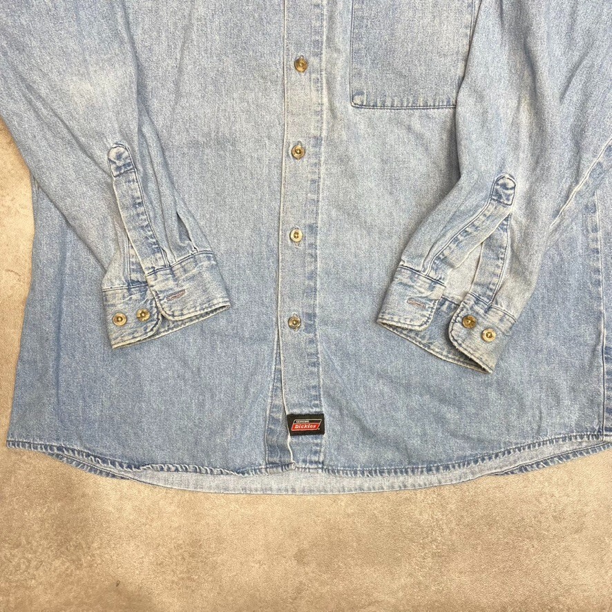 Dickies Shirt Mens Y2K Long Sleeve Button Up Workwear Top, Washed Blue, XL" image 3