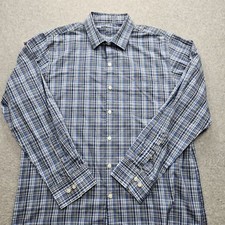 Van Heusen Men's Large Blue Plaid Button-Down Long Sleeves