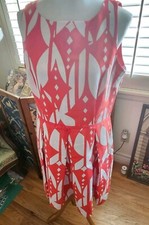 Just Taylor  Fit & Flare Dress Red & White Sleeveless Pockets Knee Length Sze 14