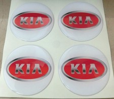 COPRIMOZZI KIT ADESIVO STICKERS 3D X4 PZ 50 mm KIA CARENS SPORTAGE BIANCO NEW  