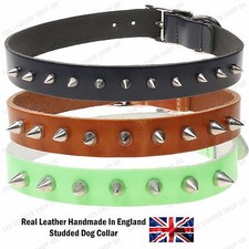 Small Cone Studded Pet Dog Puppy Collar Adjustable Extra Strong Leather Handmade