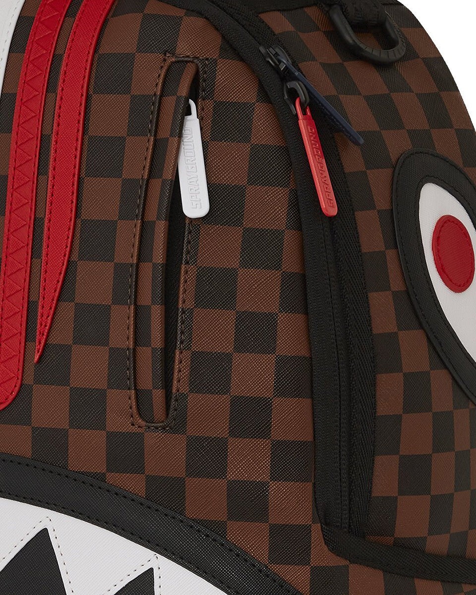 Sprayground Brown Shark In Paris Backpack Checkered School Laptop