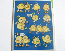 Vintage Hallmark Scratch and Sniff Popcorn Sticker Sheet 80's Dancing Corn