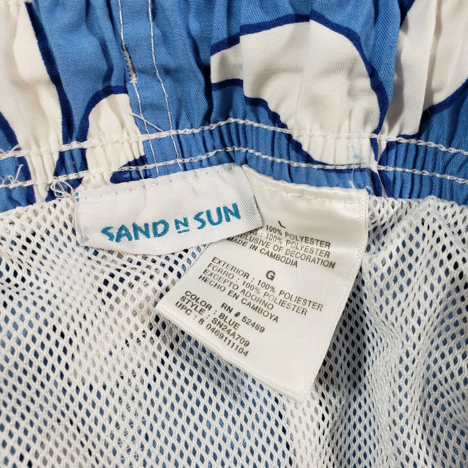 Sand N Sun Men's Swimsuit/Trunks Size L Blue & Wh… - image 3