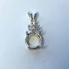 Sterling Silver Round Triple Accented Pre-Notched Pendant Setting  7mm - 14mm 
