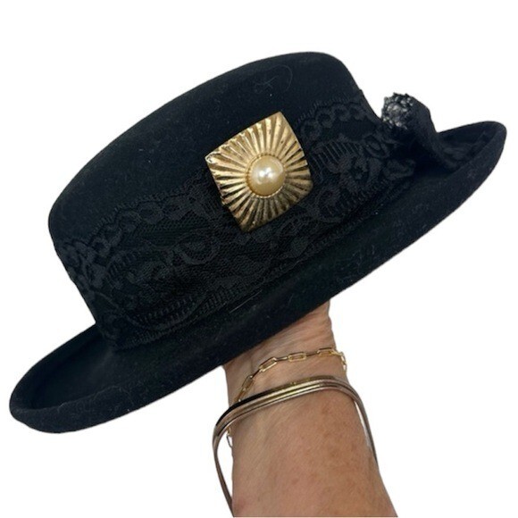 Like New! Vintage Arlin 100% Wool Hat Arlin black 100% wool brimmed hat medium 22” vintage (#8096  main image 3
