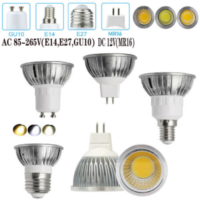COB 9W 12W 15W Led Spotlight 85-265V GU10 E27 E14 Blub Lamps MR16 12V Downlights