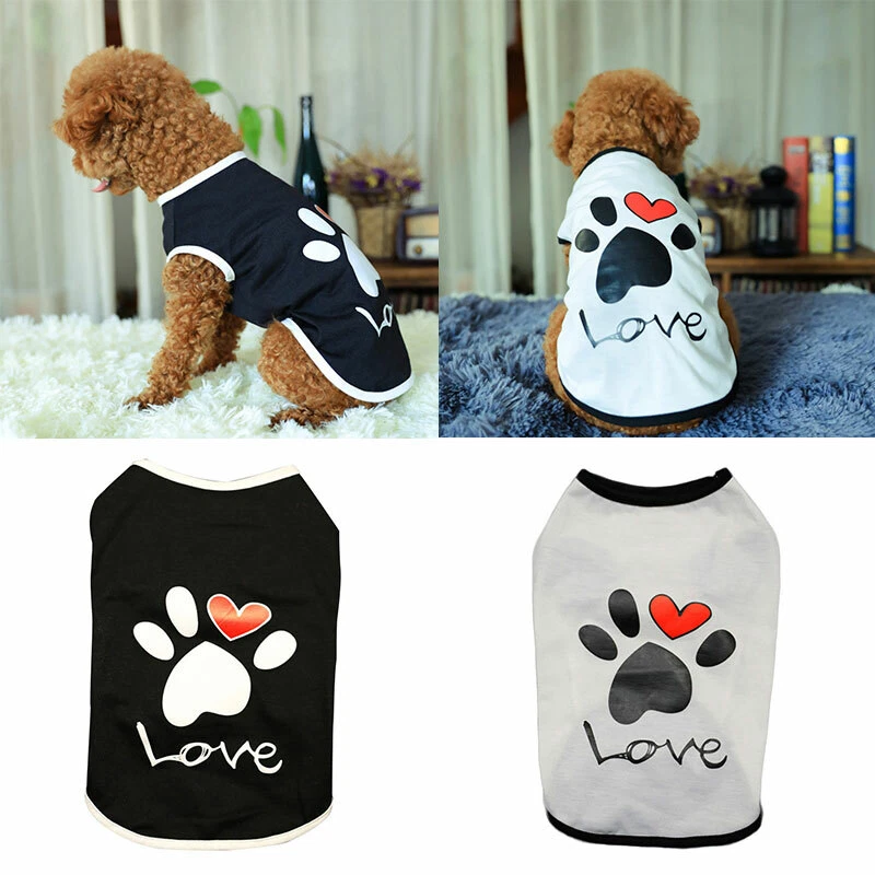 Pet Dog Cat Clothes Summer Cotton Vest T Shirt Paw Puppy Chihuahua Summer Shirt@ - Image 2 of 4
