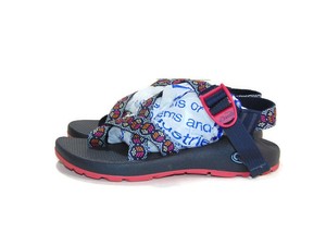 orange and blue chacos